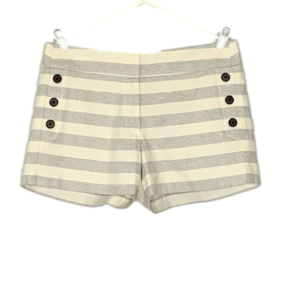 Loft Shorts 4”, Size 8, Ivory & Gray Striped. - Picture 1 of 5